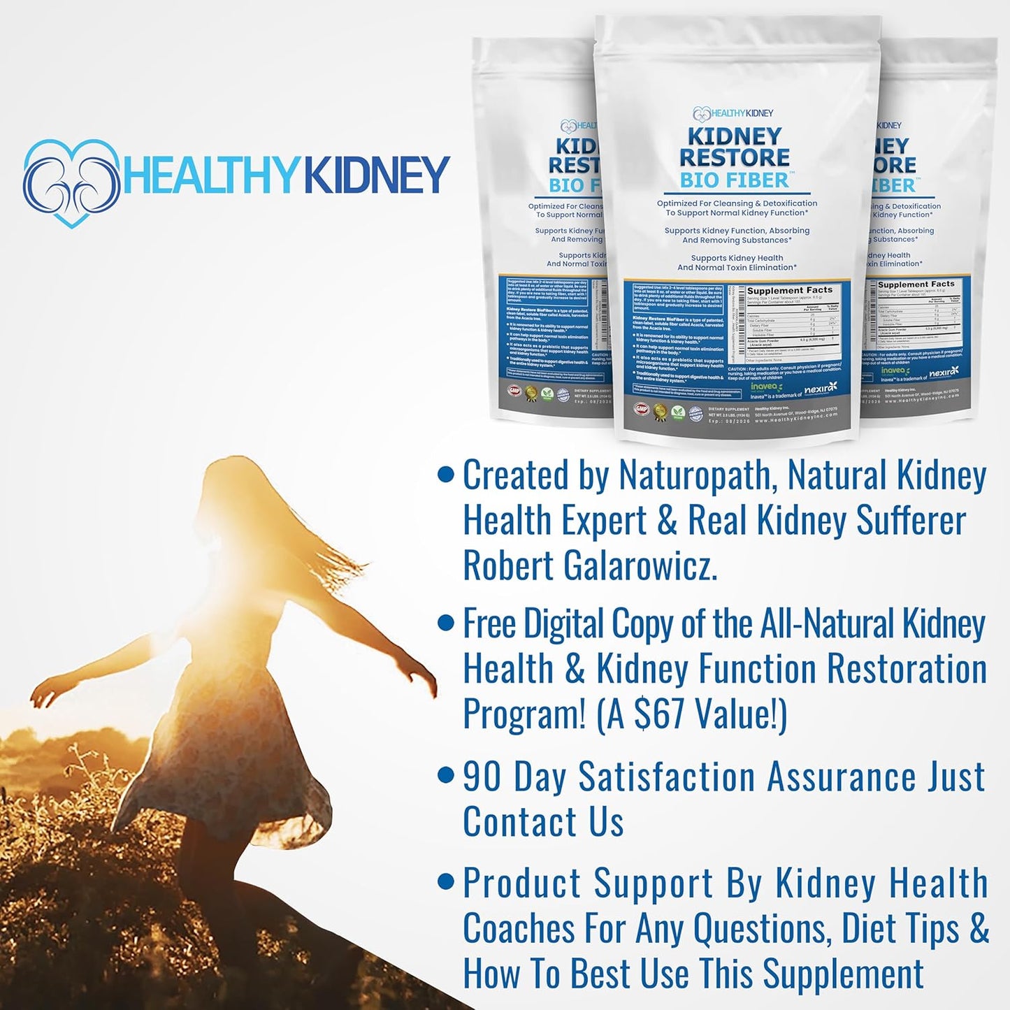 Restorative Kidney Support Supplement with Bio Fiber for Detox & Repair - Improve Kidney Health with Tea Additive - 2.5 LBS