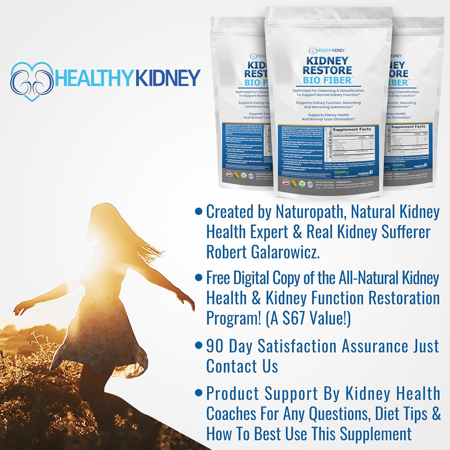 Restorative Kidney Support Supplement with Bio Fiber for Detox & Repair - Improve Kidney Health with Tea Additive - 2.5 LBS