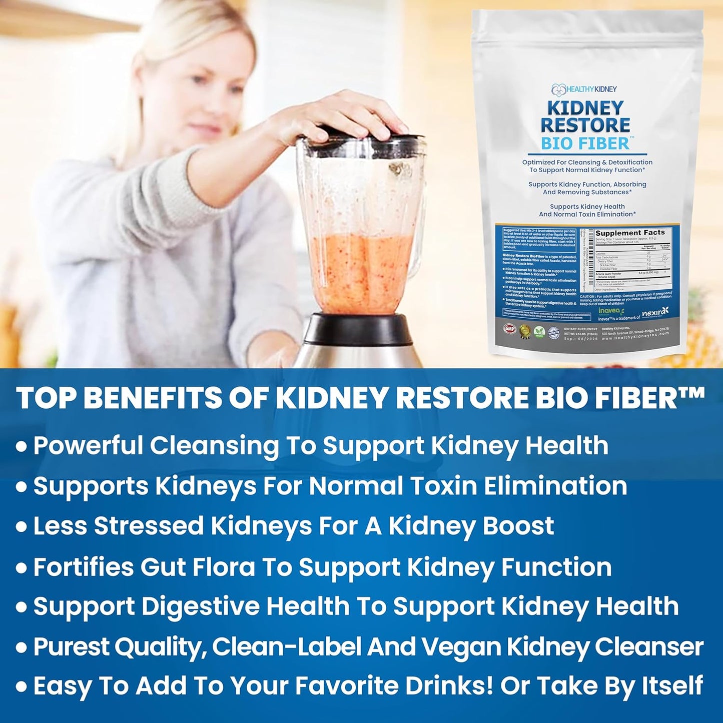 Restorative Kidney Support Supplement with Bio Fiber for Detox & Repair - Improve Kidney Health with Tea Additive - 2.5 LBS