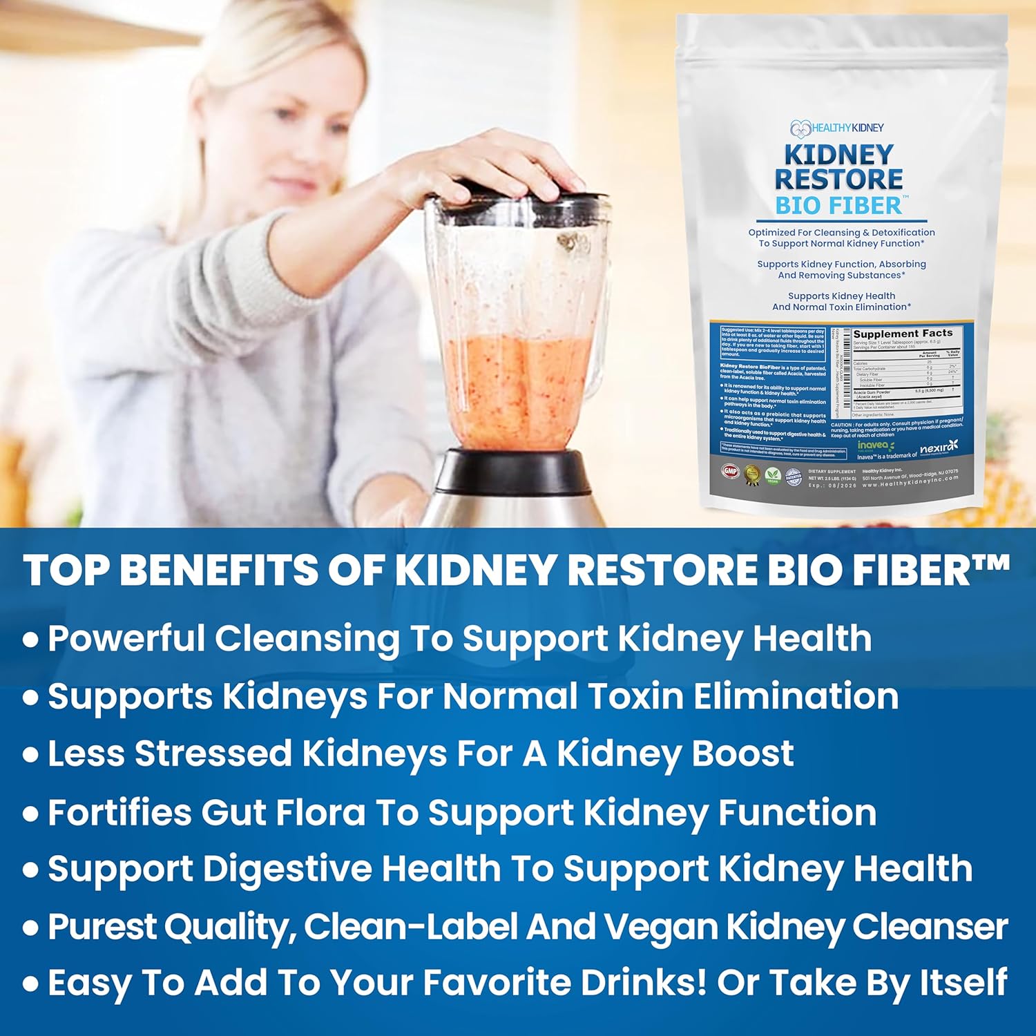 Restorative Kidney Support Supplement with Bio Fiber for Detox & Repair - Improve Kidney Health with Tea Additive - 2.5 LBS
