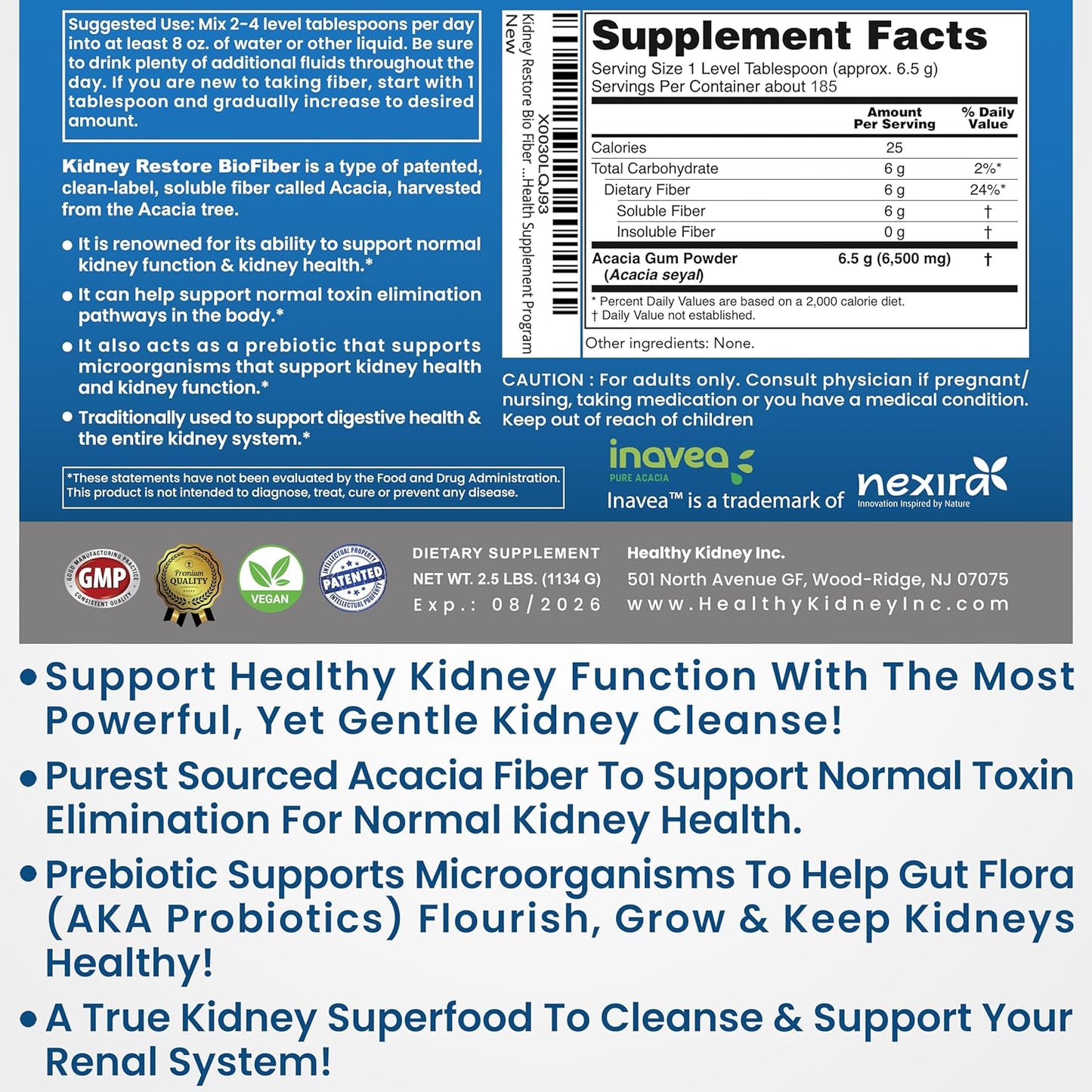 Restorative Kidney Support Supplement with Bio Fiber for Detox & Repair - Improve Kidney Health with Tea Additive - 2.5 LBS