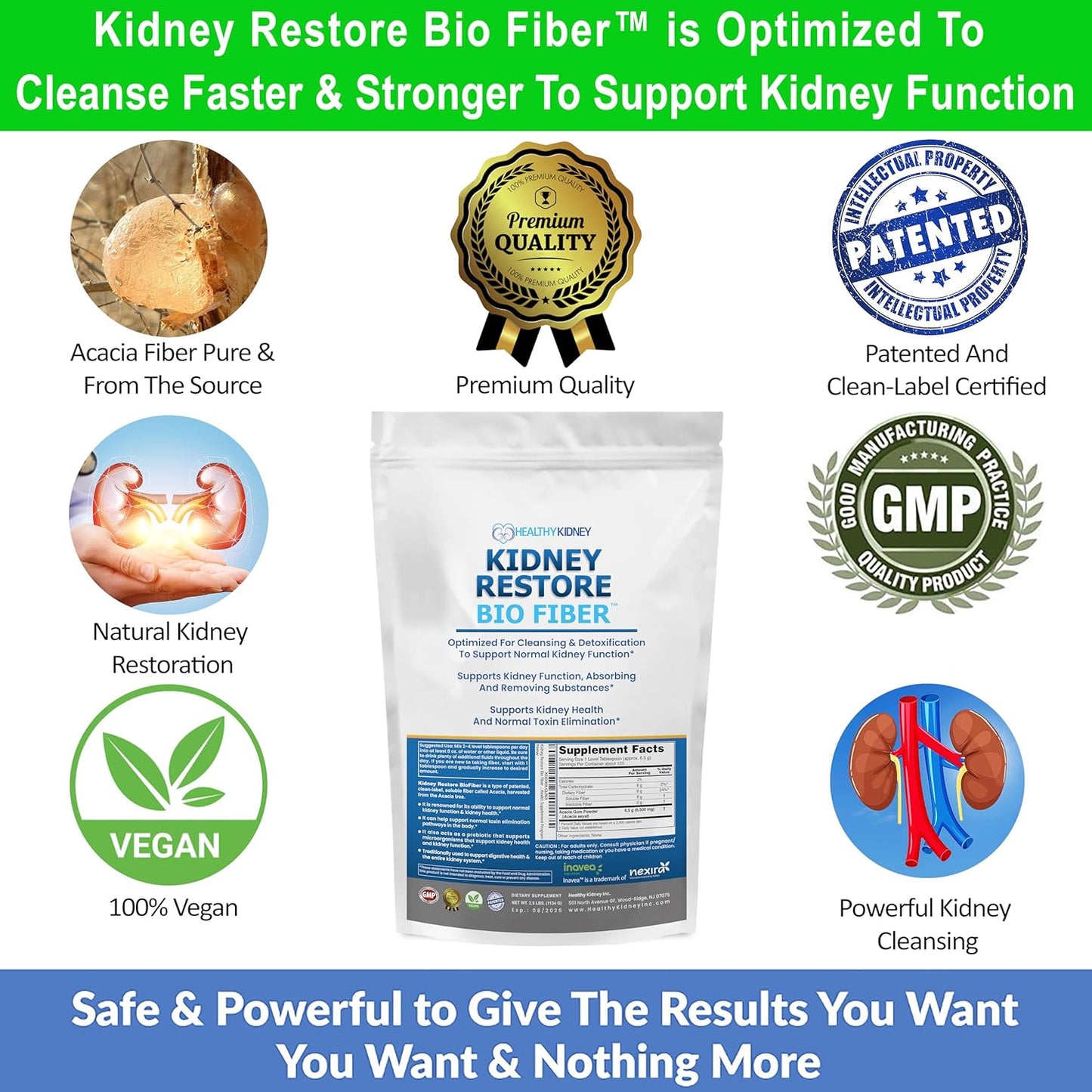 Restorative Kidney Support Supplement with Bio Fiber for Detox & Repair - 5 LBS 2 Pack - Kidney Health Tea Additive - Remove Waste & Improve Kidney Health