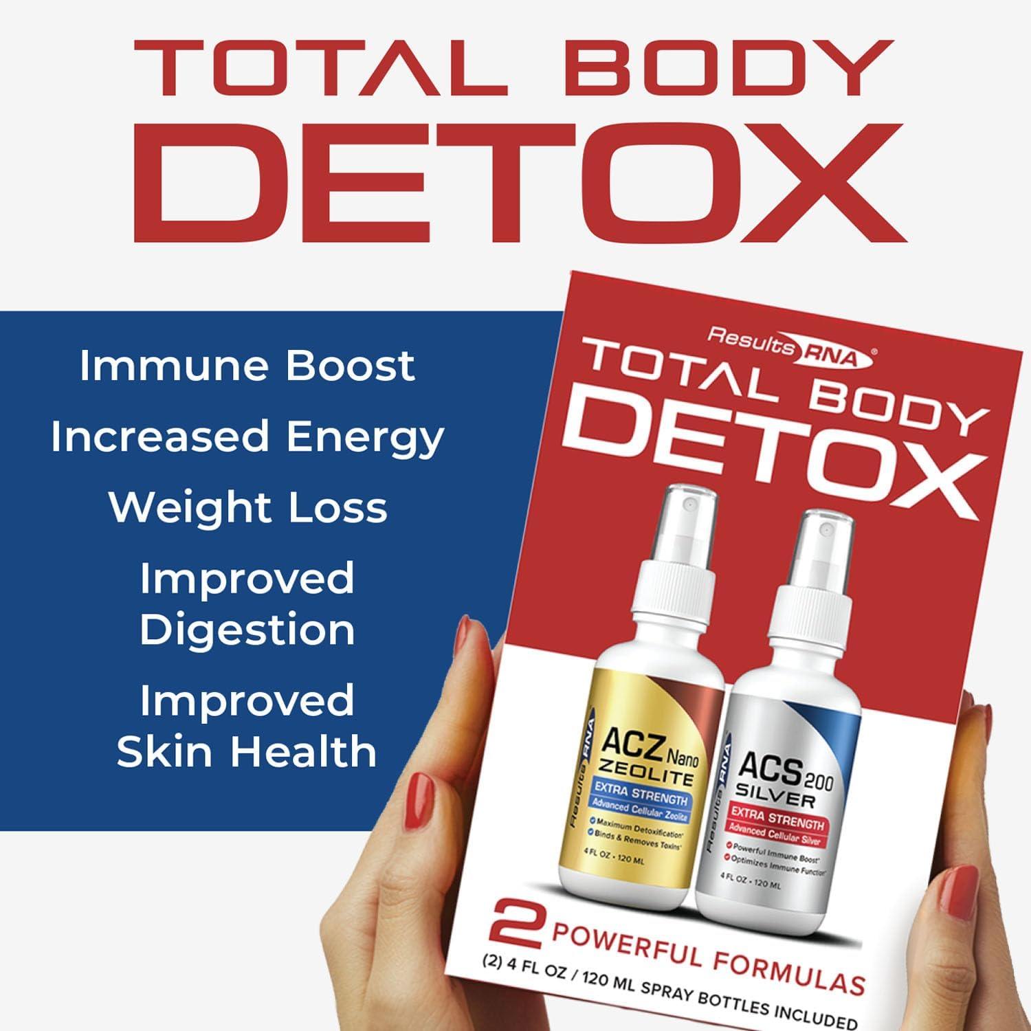 Results RNA Total Body Detox Extra Strength System - Clinically Proven Immune Boosting Detox Kit - ACS 200 Silver & ACZ Nano Zeolite - Doctor Recommended - 2 oz