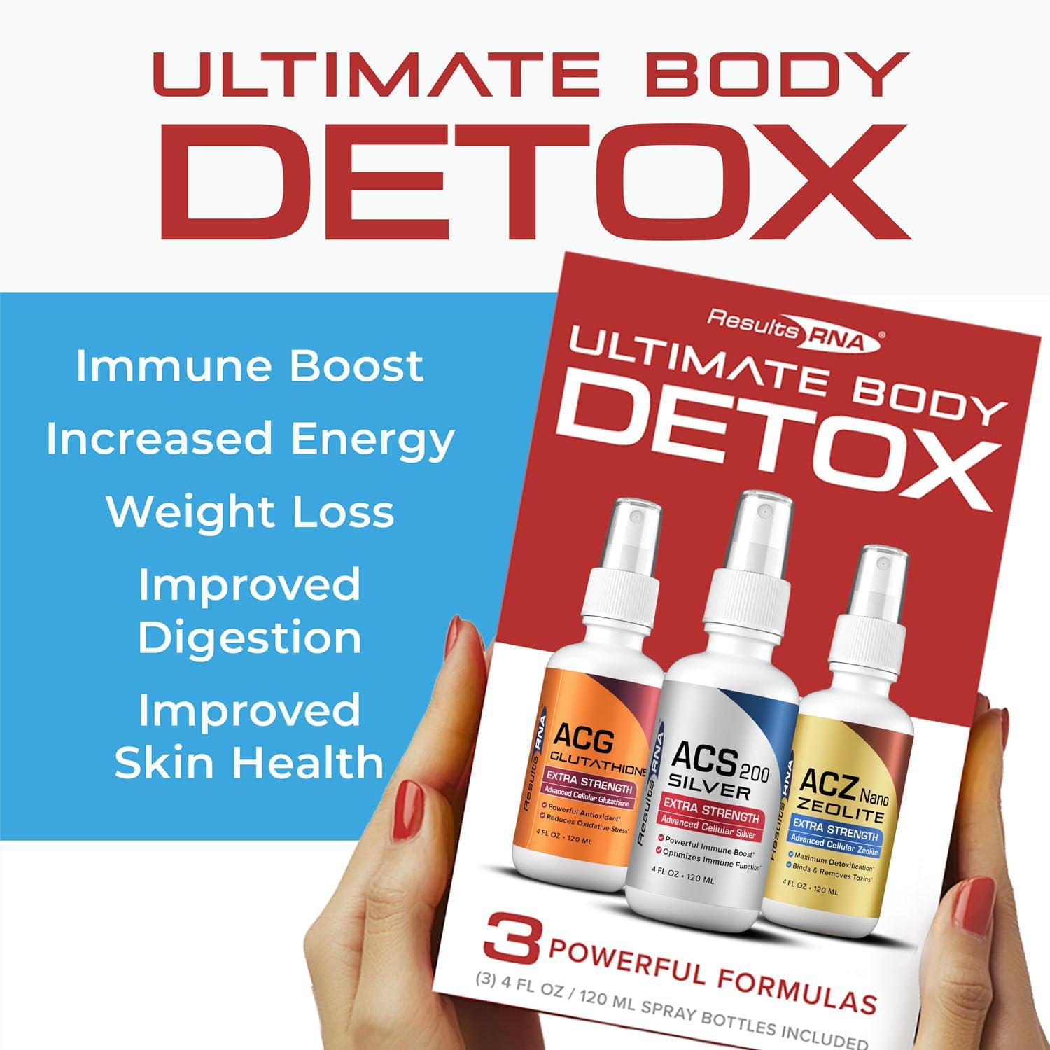 Results RNA Ultimate Body Detox System - Extra Strength with ACS 200 Silver, ACZ Nano Zeolite, and ACG Glutathione - Clinically Proven (2 oz)