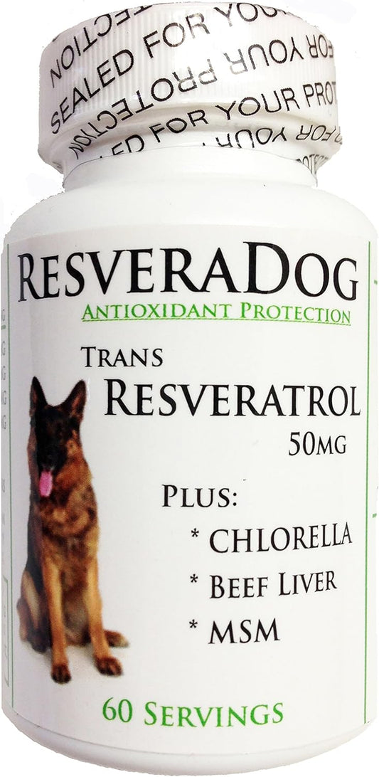 Resveradog: Premium Dog Supplement with 99% Tran Resveratrol Powder, Argentinian Beef Liver, MSM, and Chlorella