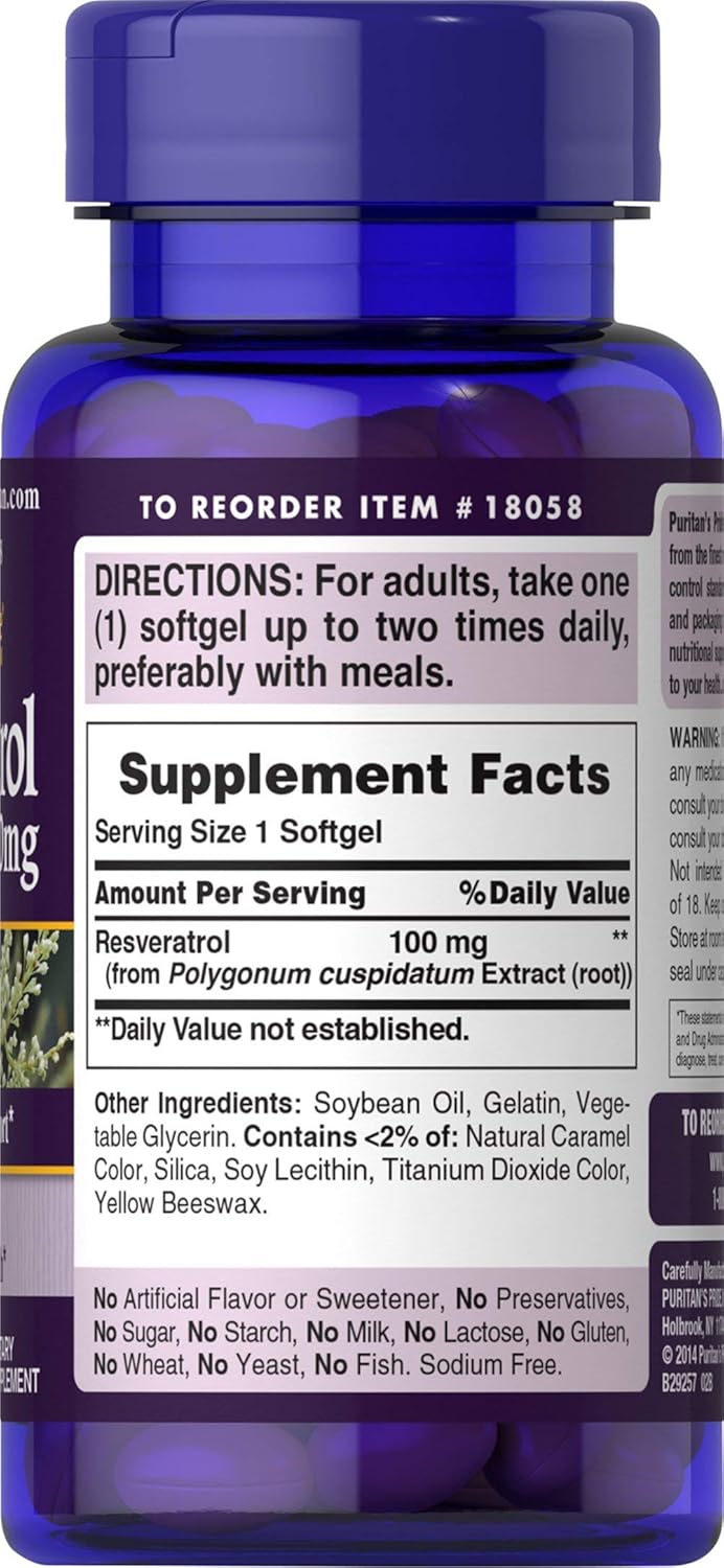 Resveratrol 100 mg Softgels - 120 Count by Puritan's Pride
