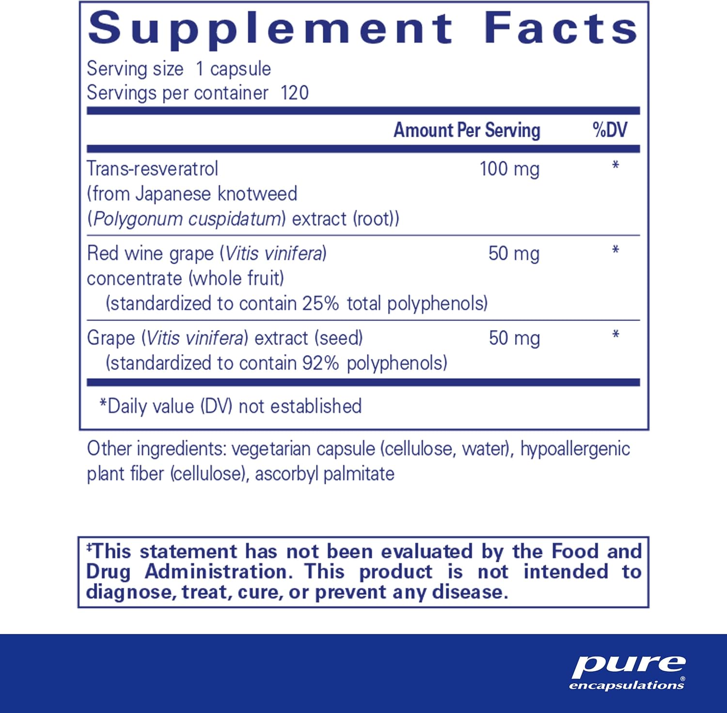 Resveratrol EXTRA Capsules - 100mg Trans-Resveratrol for Cellular & Cardiovascular Health - Antioxidant Supplement - Non-GMO & Gluten Free - 120 Count