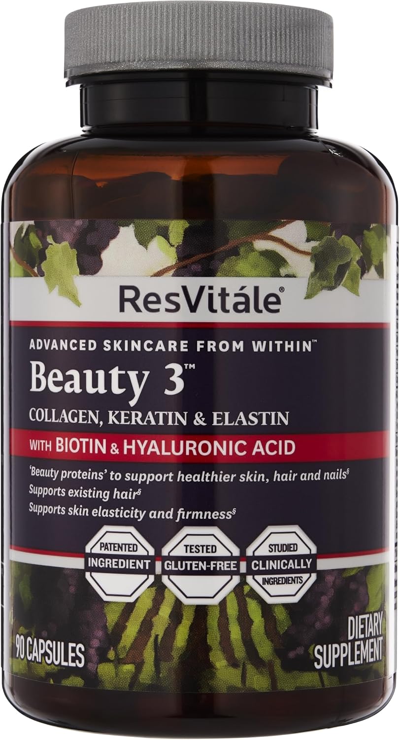 ResVitale Beauty Bundle: Skin Care & Collagen Enhancing Supplements - 90 Capsules & 60 Capsules