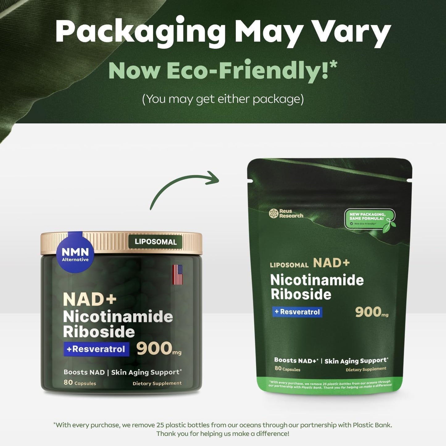 Reus Research Liposomal NAD Supplement with NR, Resveratrol, Quercetin - High Purity Anti-Aging Energy Focus - 80 Doses