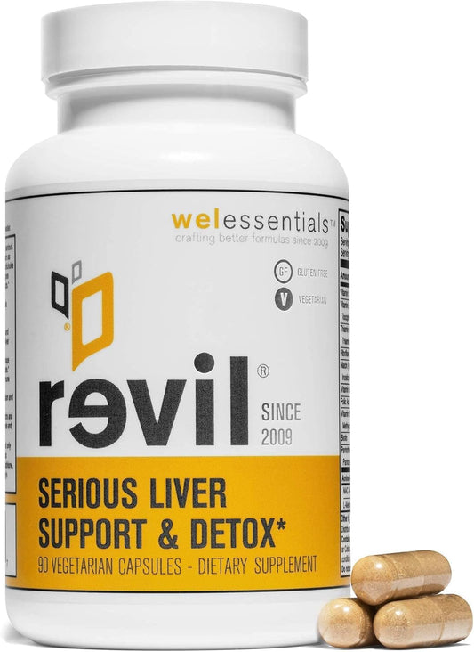 Revil Liver Support and Herbal Supplement - 90 Capsules - Organic Milk Thistle, Burdock, Vitamin C - Gluten-Free Vegan Formula