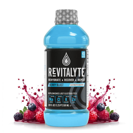 Revitalyte Black Label Berry Blast Electrolyte Drink - Rapid Hydration - Multi-Purpose Recovery - 12 Pack - 20 oz Bottle