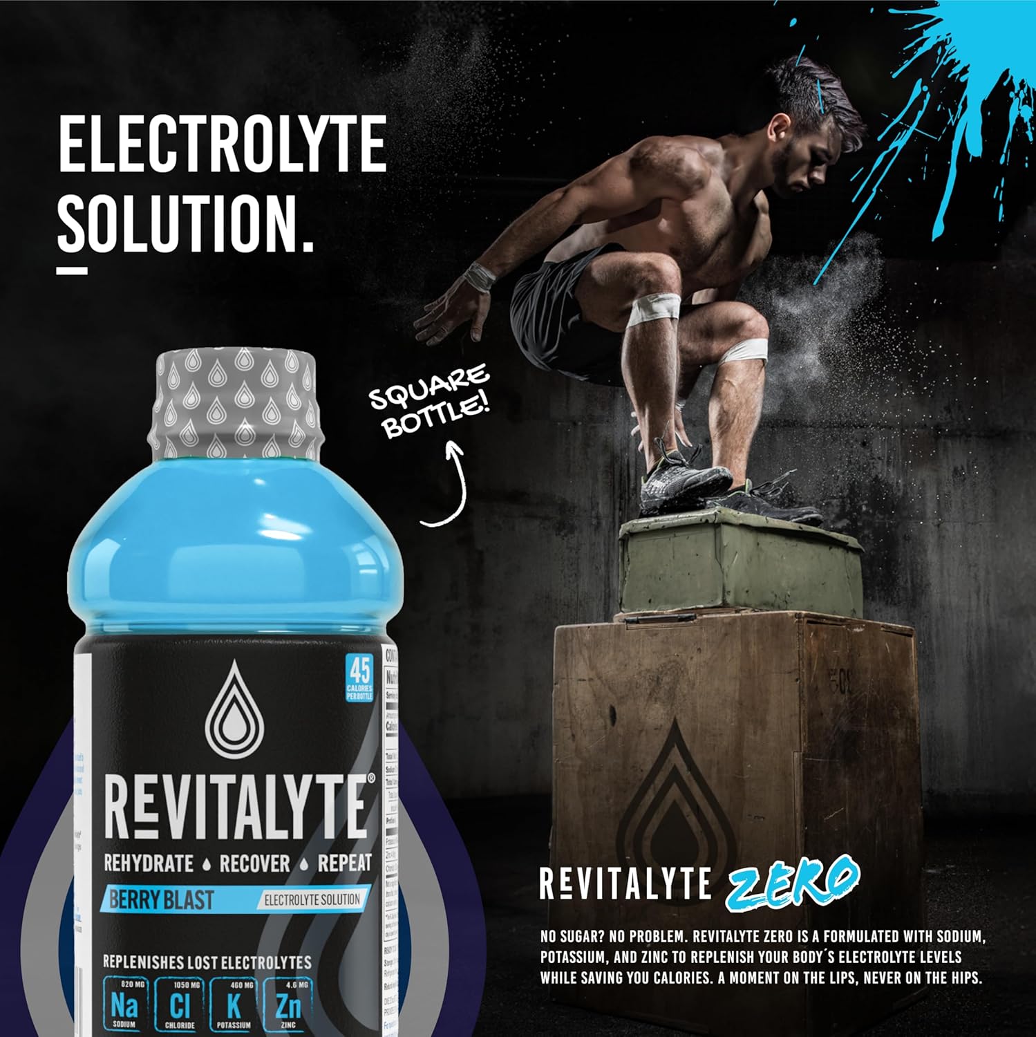 Revitalyte Black Label Berry Blast Electrolyte Drink - Rapid Hydration - Multi-Purpose Recovery - 12 Pack - 20 oz Bottle