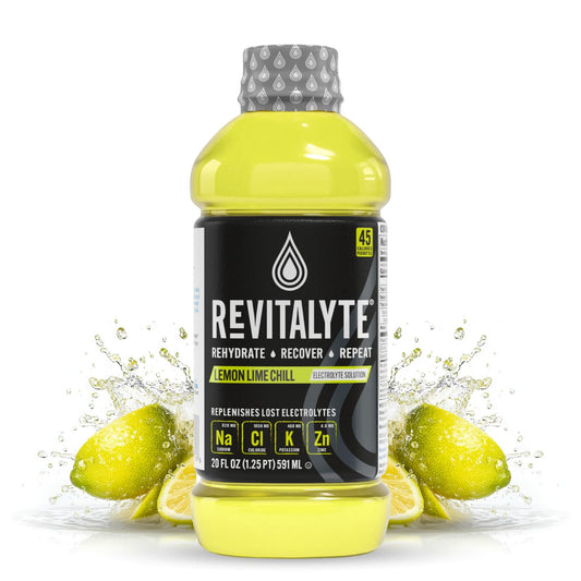 Revitalyte Black Label Lemon Lime Chill Electrolyte Drink 12 Pack 20 oz Bottle Rapid Hydration Recovery Drink