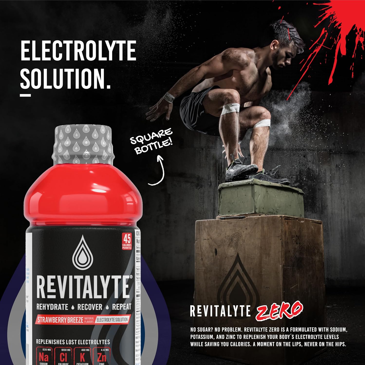 Revitalyte Black Label Strawberry Breeze Electrolyte Drink - 12 Pack - 20 oz Bottle - Rapid Hydration & Recovery