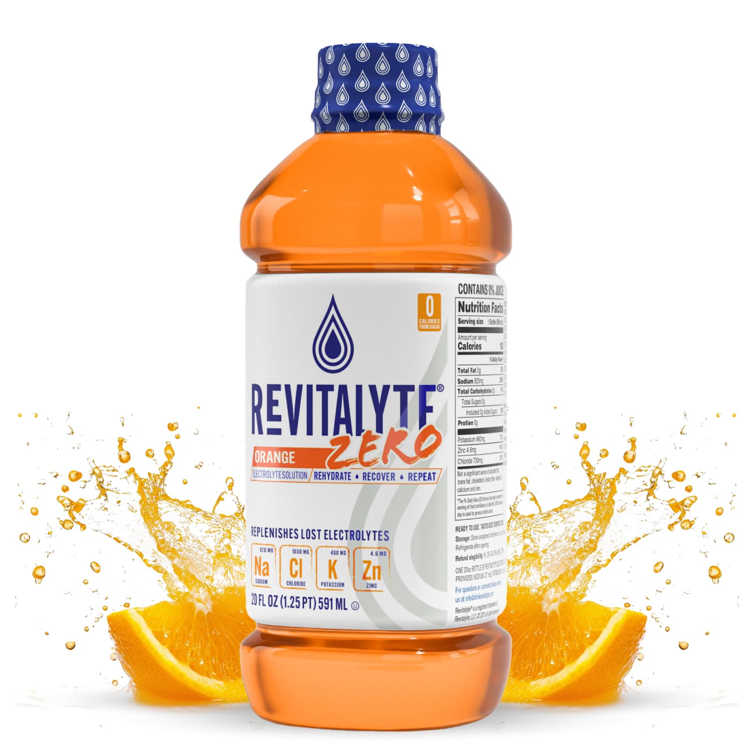 Revitalyte Orange Zero Sugar Electrolyte Drink - 12 Pack 20oz Bottle - Rapid Hydration Recovery Drink