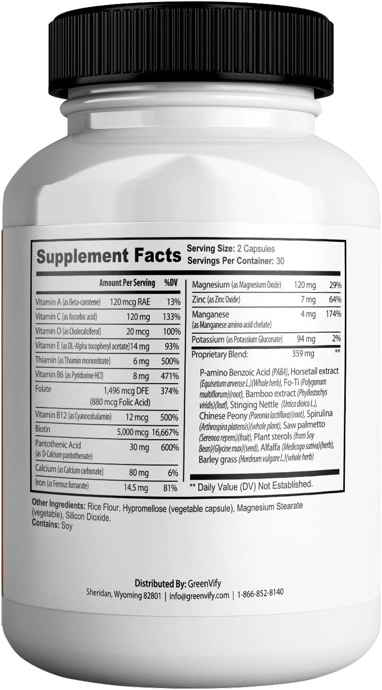 Reviva Glow Max Supplement - Hair, Skin, Nails Support with Biotin, Calcium, Magnesium, Folate | 60 Capsules Vegan Gluten-Free