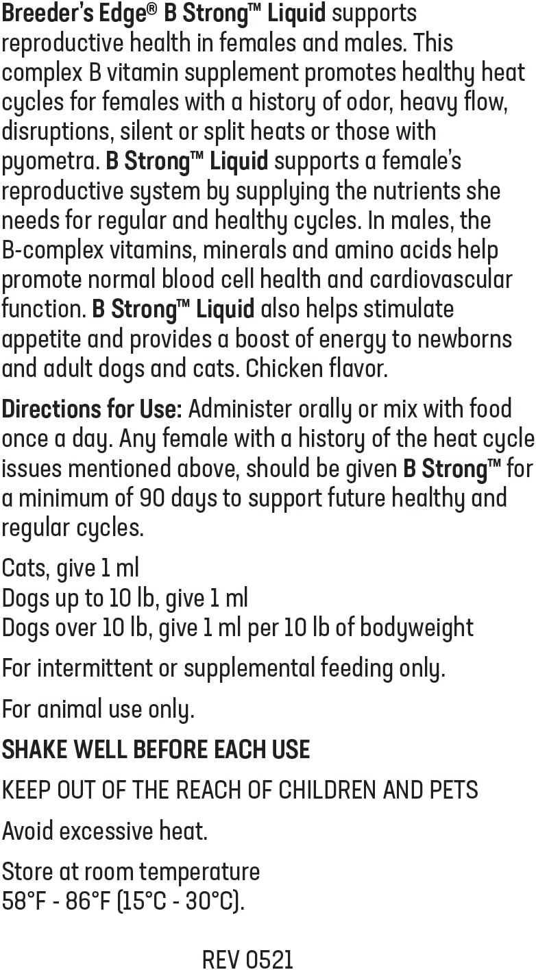 Revival Animal Health Breeder's Edge B Strong Liquid Supplement for Dogs, Cats, Puppies & Kittens - 32 oz Bottle
