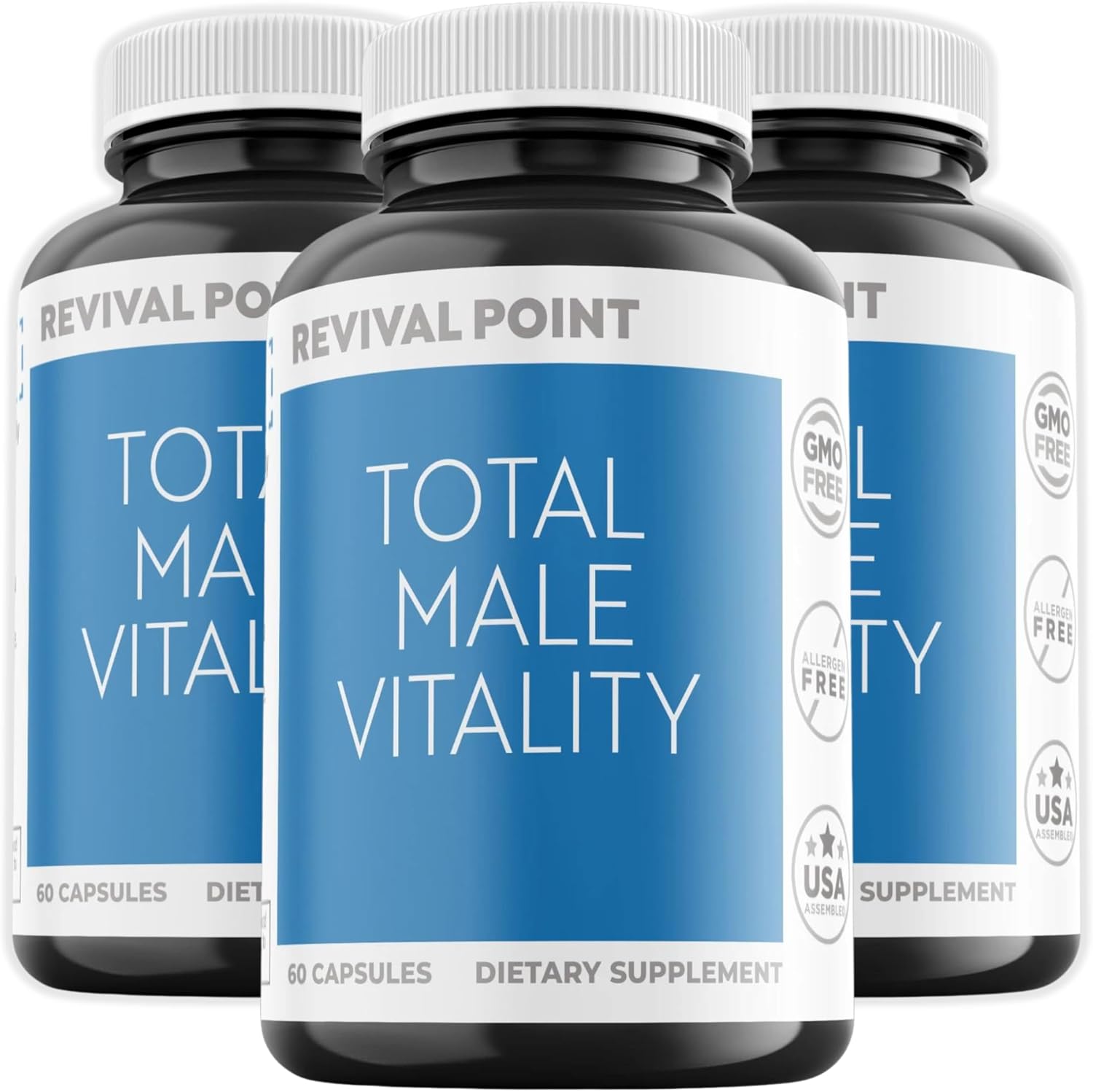 Revival Point Men's Muscle Building Supplement with RipFactor, Zinc, Vitamin D3, Folate - Natural Energy & Muscle Builder - 180 Tablets