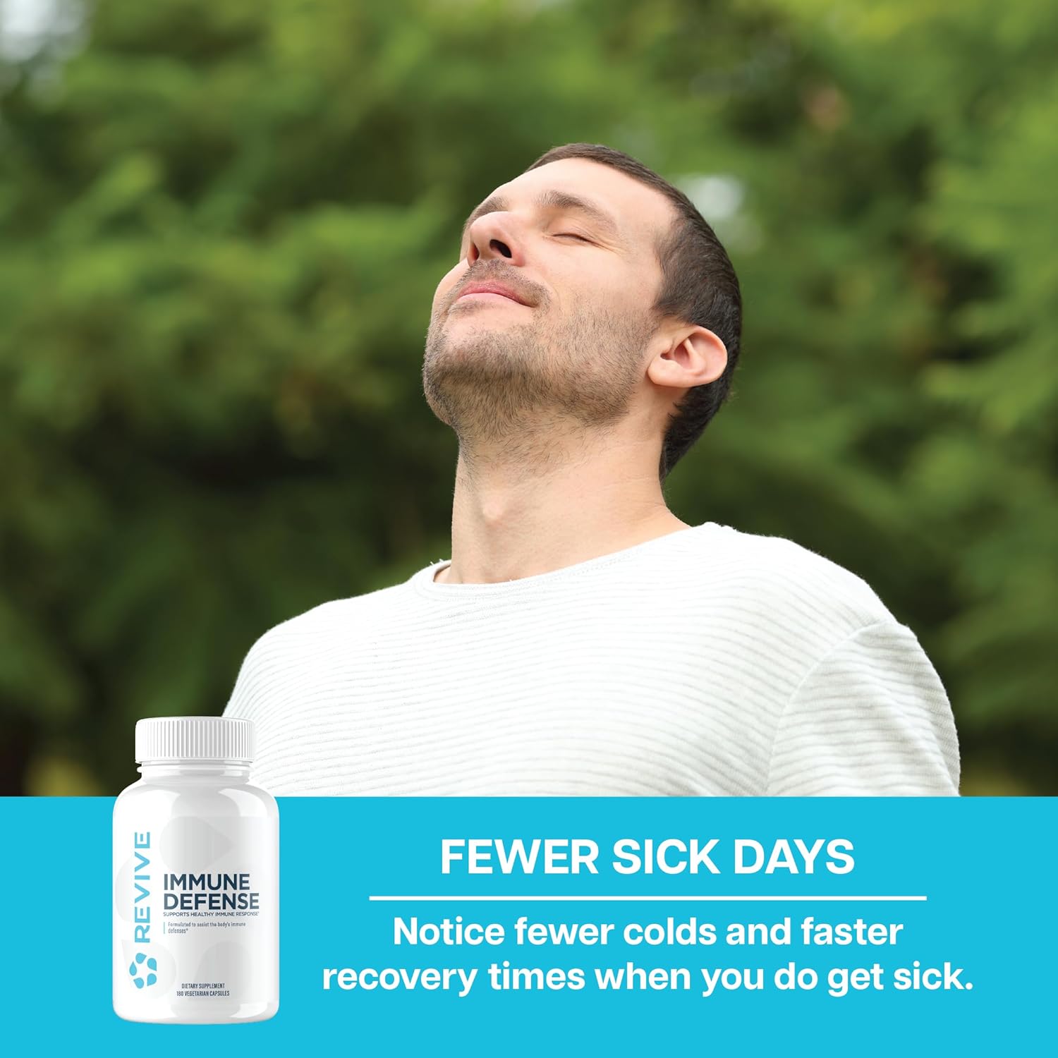 Revive MD Immune Defense Supplement - Vitamin C, Zinc, Elderberry - Vegan & Gluten-Free (180 Capsules)