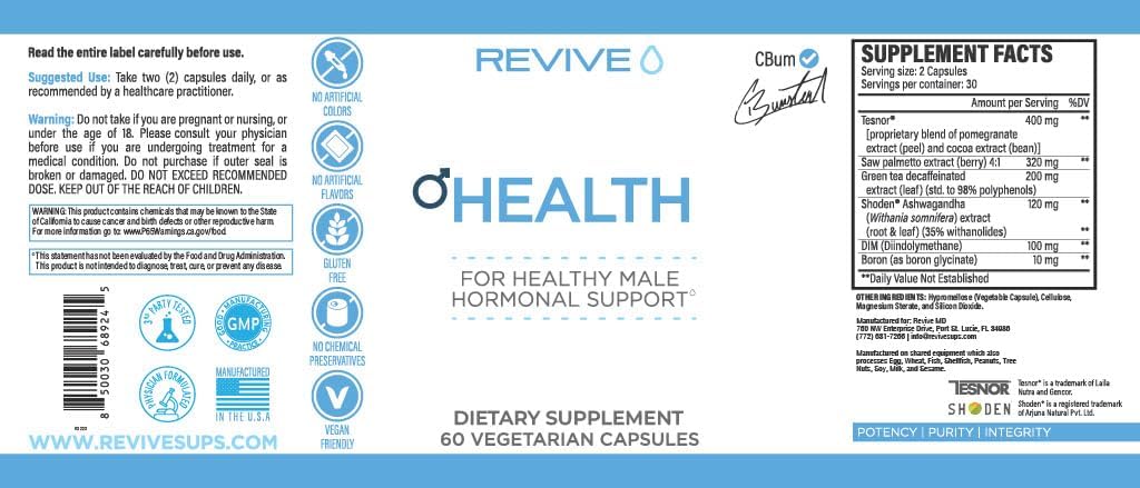 Revive MD Men's Health Supplements - Hormonal Balance, Sexual Health, Testosterone and Prostate Support