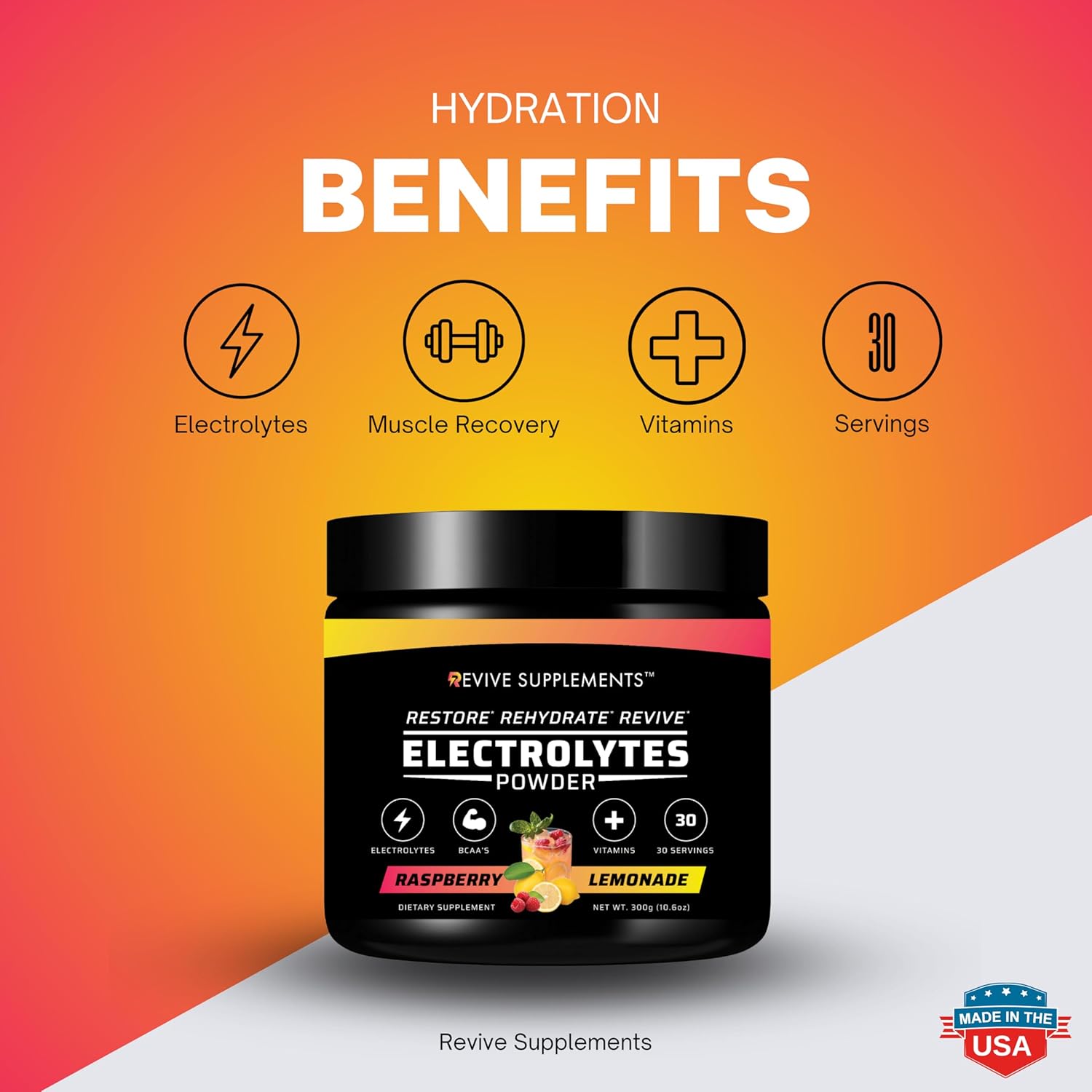 Revive Supplements Keto Boost Electrolytes Powder: Ultimate Hydration with BCAAs & Essential Minerals for Energy, Recovery, and Performance - 30 Servings