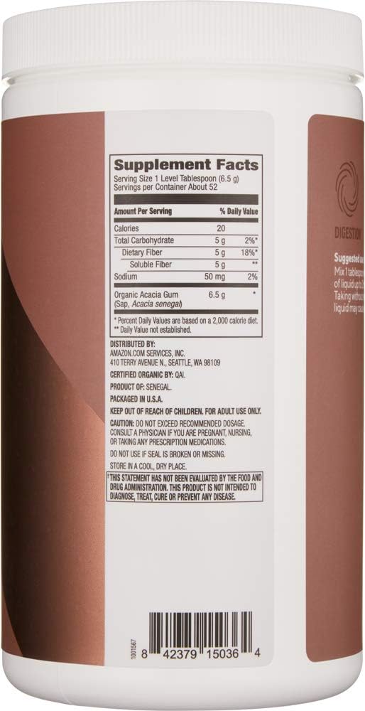 Revly Organic Acacia Fiber Powder - Digestive Health Support, Unflavoured, 12oz, 52ct, Vegan-Friendly