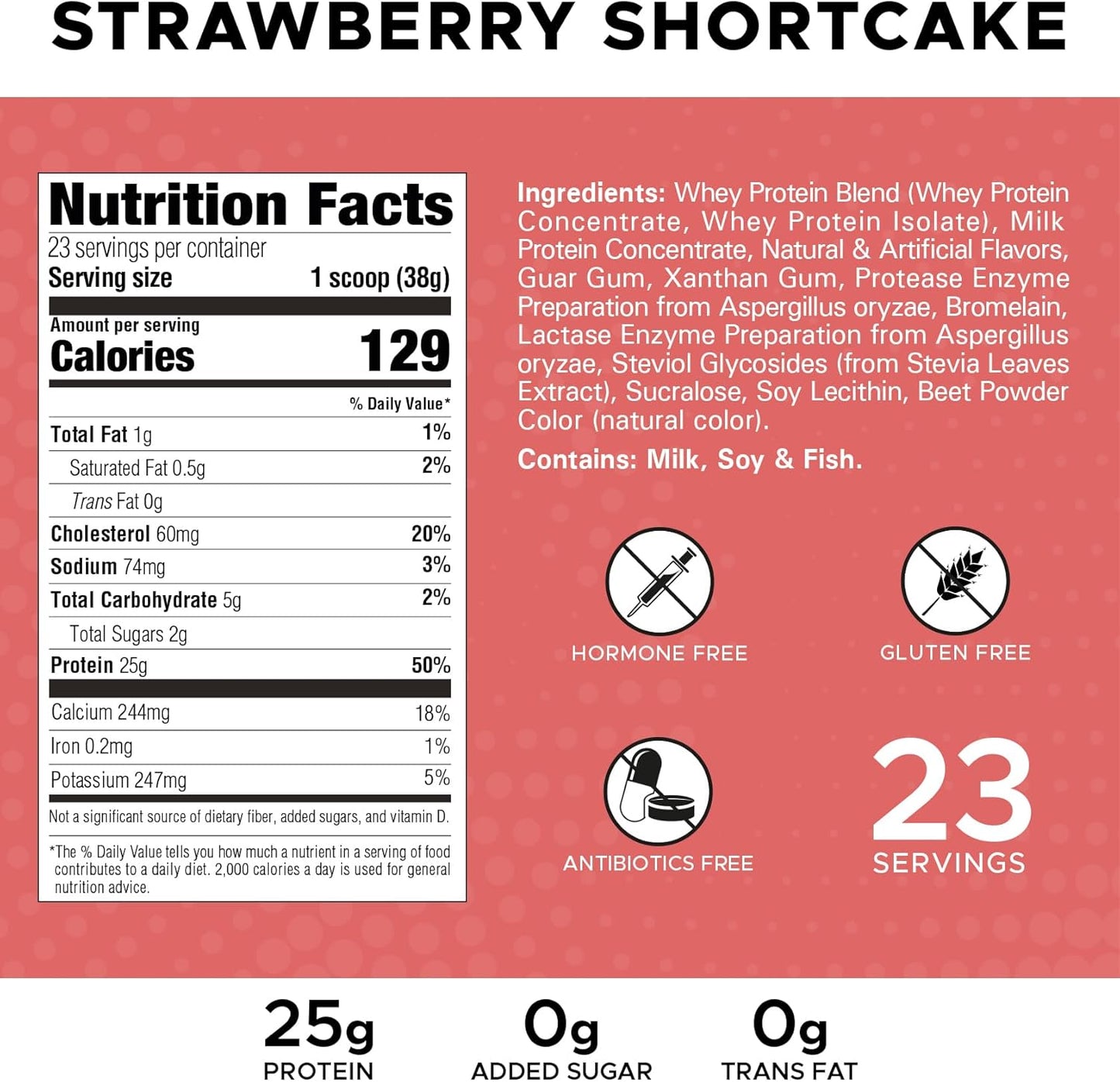 Revolution Nutrition High Whey Isolate Protein Powder, Gluten Free, Lean Muscle Mass Builder, 25g Protein, 908g, 24 Servings - Strawberry Shortcake, 2lb