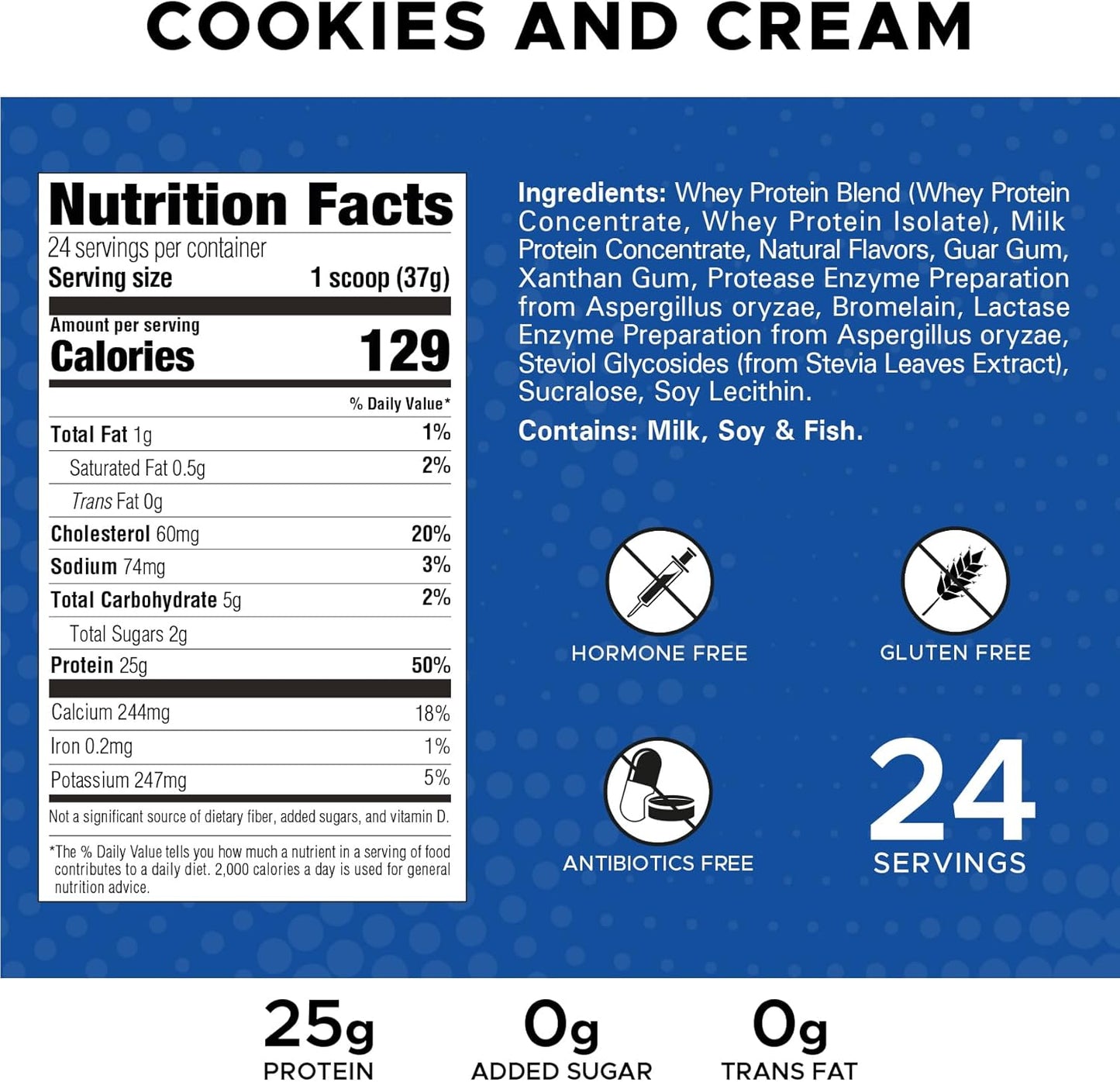 Revolution Nutrition High Whey Isolate Protein Powder, Gluten Free, Lean Muscle Mass Builder for Men & Women, 25g Protein, 908g, 24 Servings - Cookies & Cream Flavor