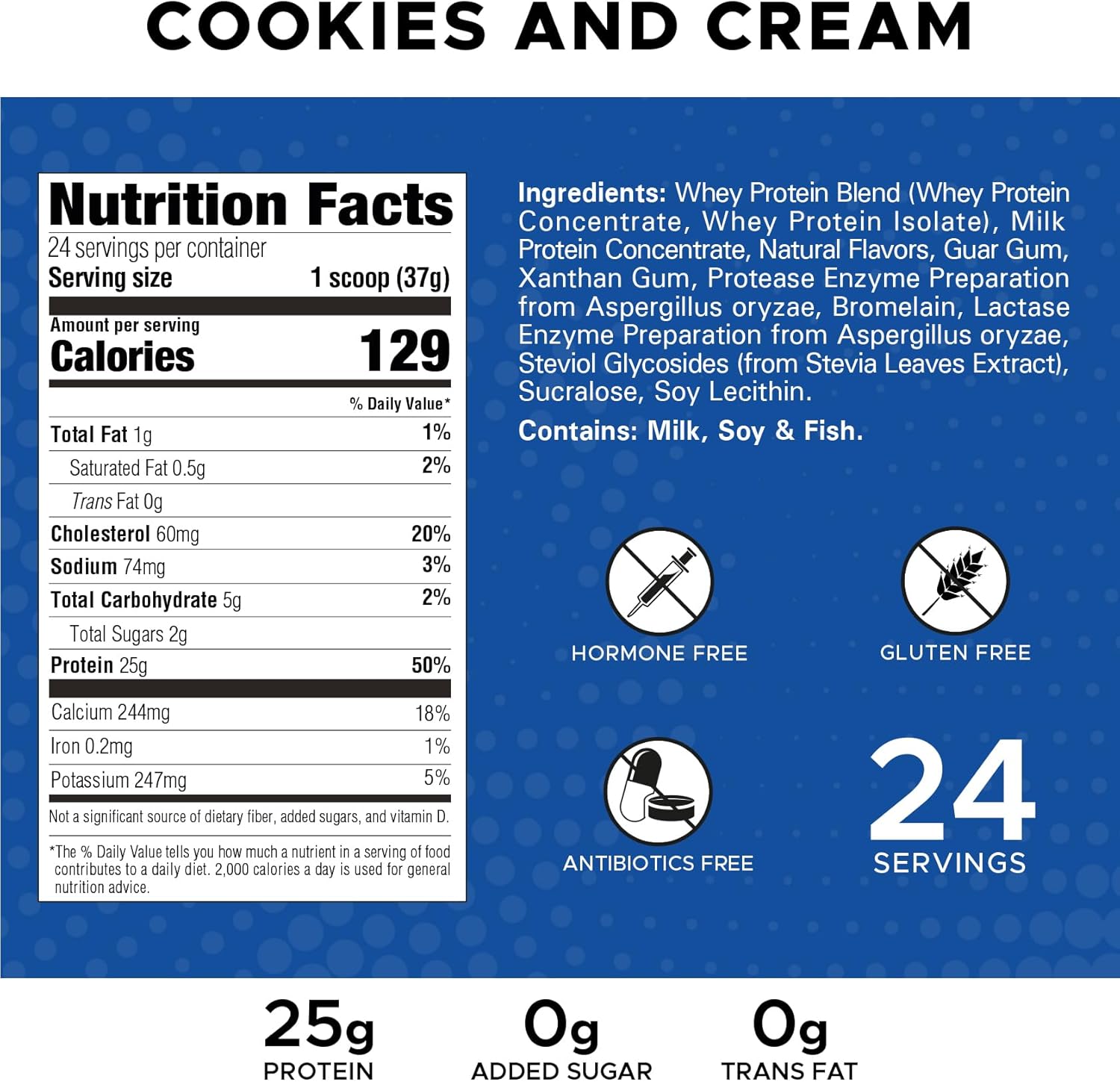 Revolution Nutrition High Whey Isolate Protein Powder, Gluten Free, Lean Muscle Mass Builder for Men & Women, 25g Protein, 908g, 24 Servings - Cookies & Cream Flavor