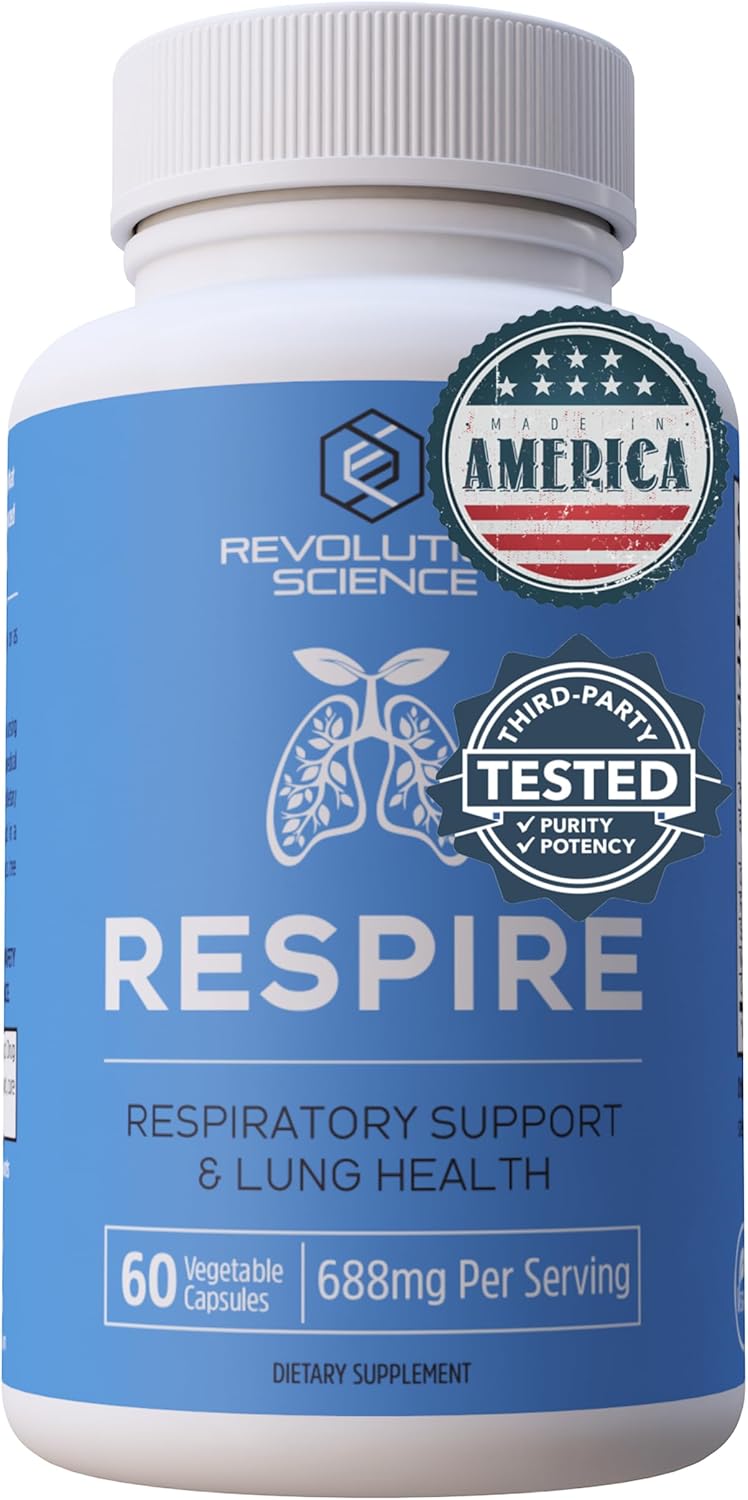 Revolution Science Respire Lung Support Supplement - Lung Cleanse & Detox Formula - Clear Lungs, Breathing & Bronchial Support - 60 Capsules