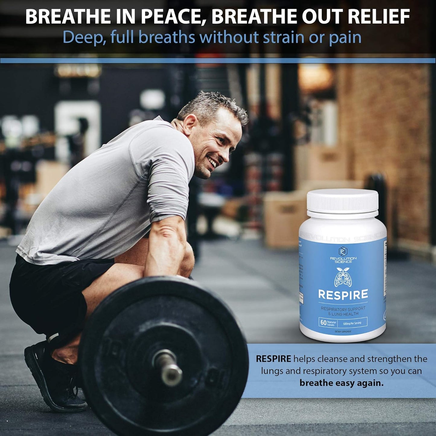 Revolution Science Respire Lung Support Supplement - Lung Cleanse & Detox Formula - Clear Lungs, Breathing & Bronchial Support - 60 Capsules