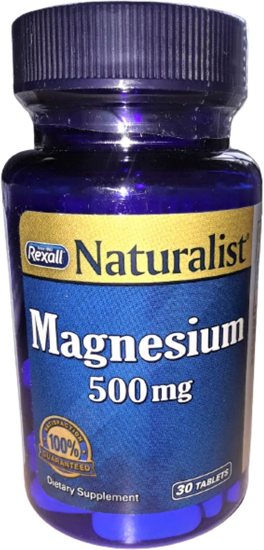 Rexall Magnesium 500 Mg Tablets - 30 Count - Natural Supplement for Health
