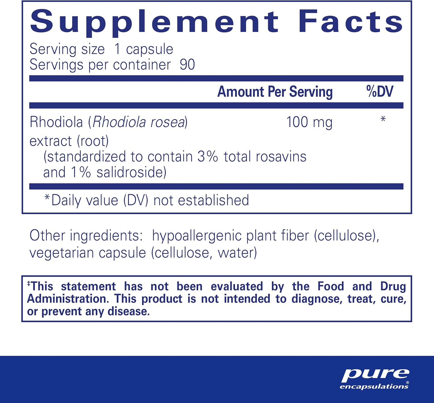 Rhodiola Rosea Capsules for Stress Relief & Endurance Support - Vegan & Gluten Free - 90 Capsules