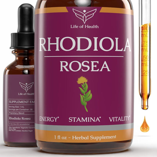 Rhodiola Rosea Tincture for Energy, Stamina, Cognitive Support - Natural Rhodiola Extract Supplement for Wellness - 2 oz