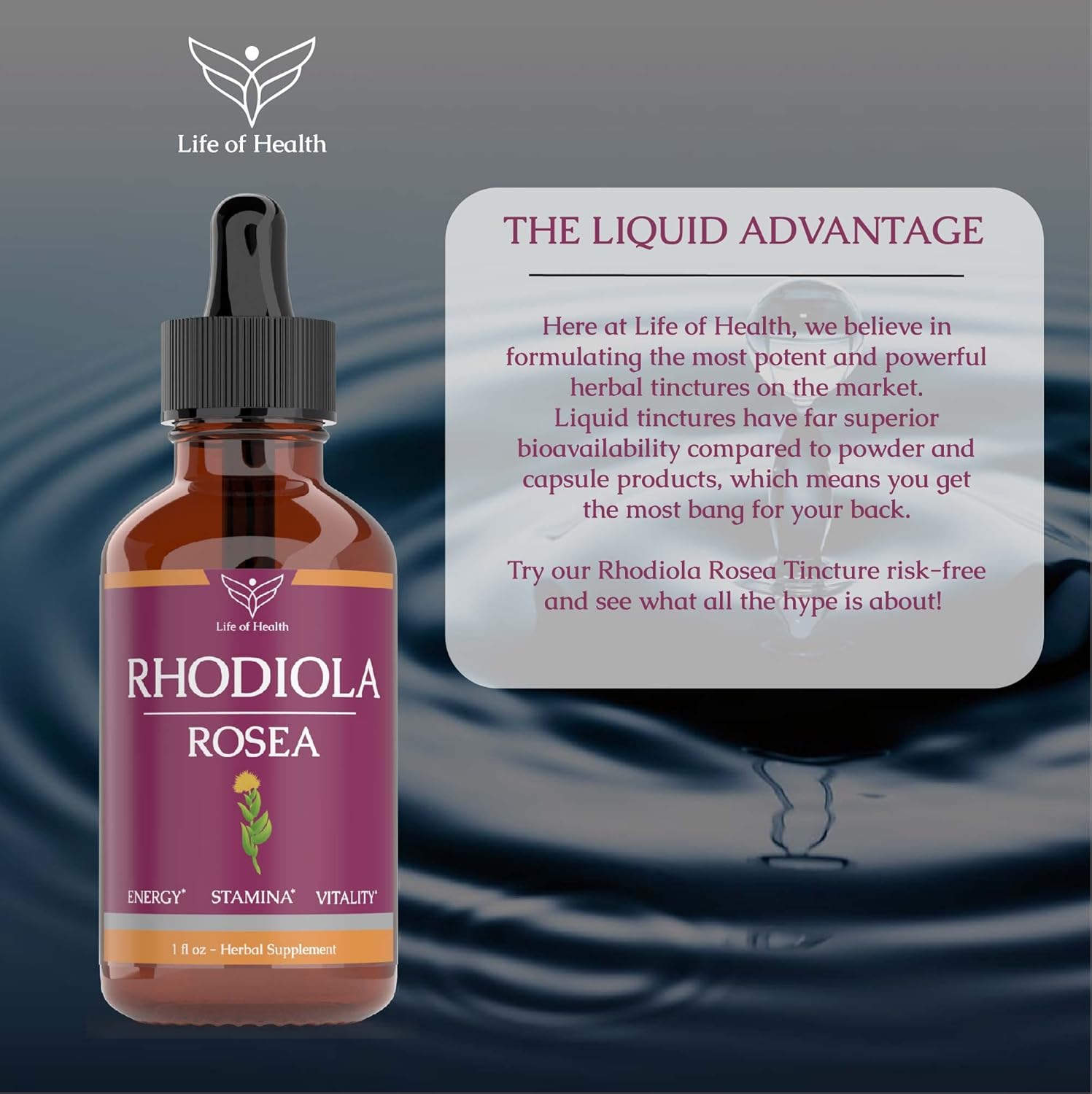Rhodiola Rosea Tincture for Energy, Stamina, Cognitive Support - Natural Rhodiola Extract Supplement for Wellness - 2 oz