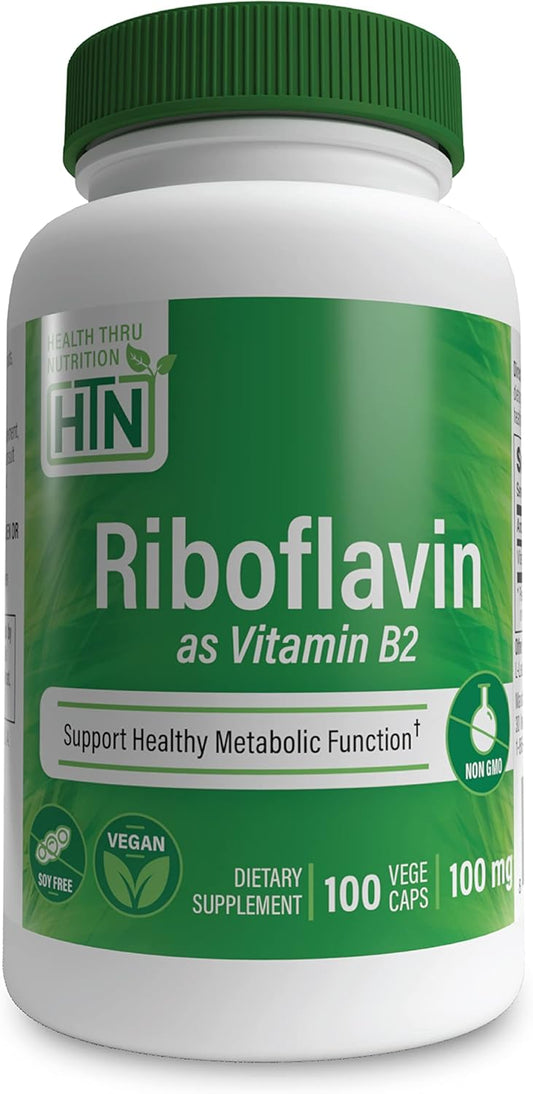 Riboflavin 100mg Vitamin B2 Vegecaps | Supports Energy & Nervous System | Non-GMO Gluten-Free | 100 Capsules