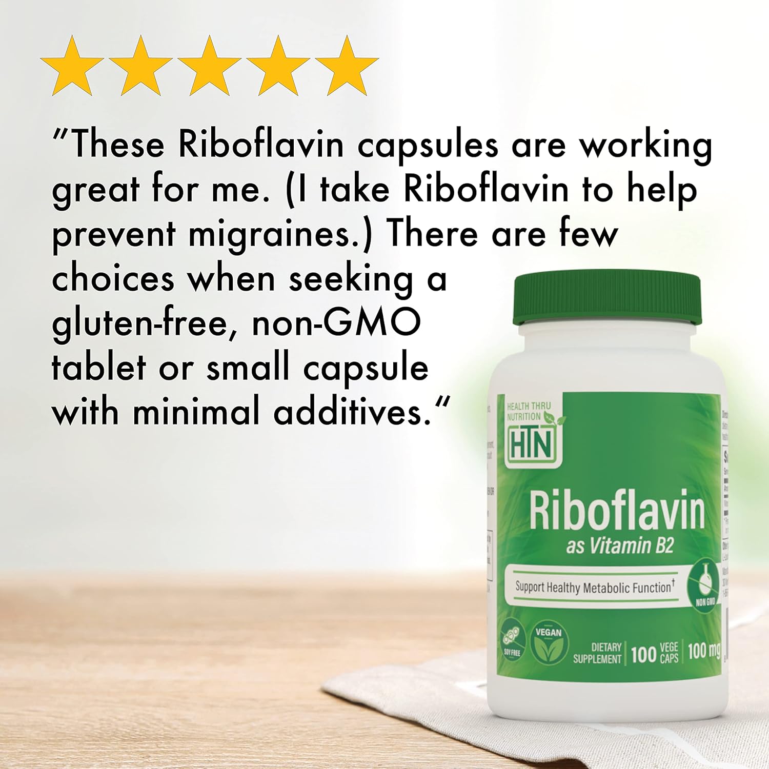 Riboflavin 100mg Vitamin B2 Vegecaps | Supports Energy & Nervous System | Non-GMO Gluten-Free | 100 Capsules