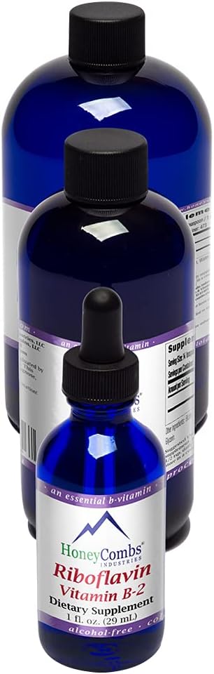 Riboflavin Liquid Drops for Digestion, Blood Cells & Nervous System Support - Hair, Skin, Nails - Non-GMO, Alcohol-Free (16 Fl Oz)