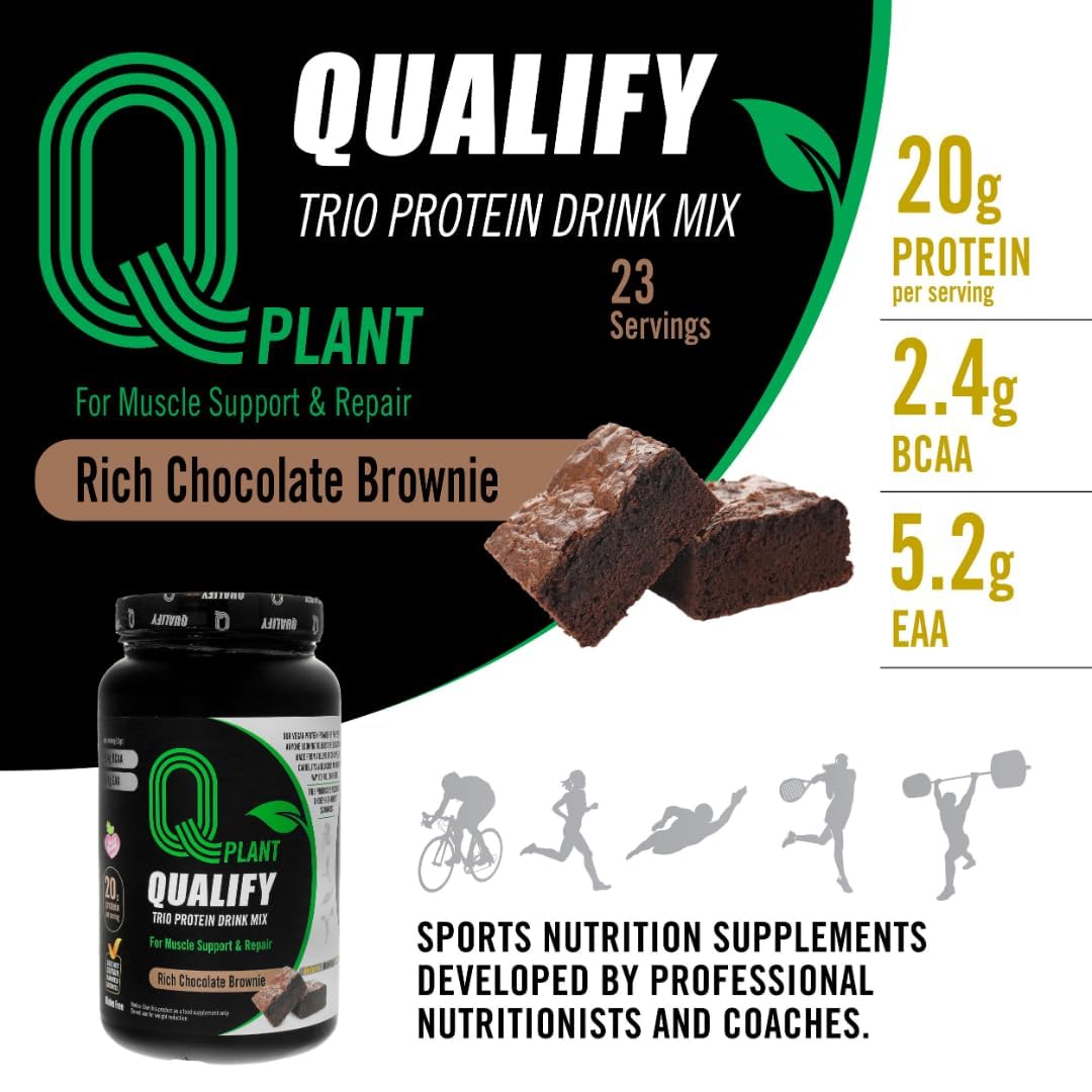Rich Chocolate Brownie Flavored Plant Protein Powder Mix – Gluten Free, Vegan, Highly Kosher, 20g Protein, 2.4g BCAA, 1.65lb