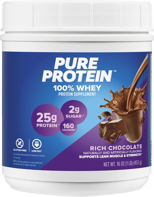 Rich Chocolate Whey Protein Powder, 1 lb - Gluten Free, High Protein, Low Sugar
