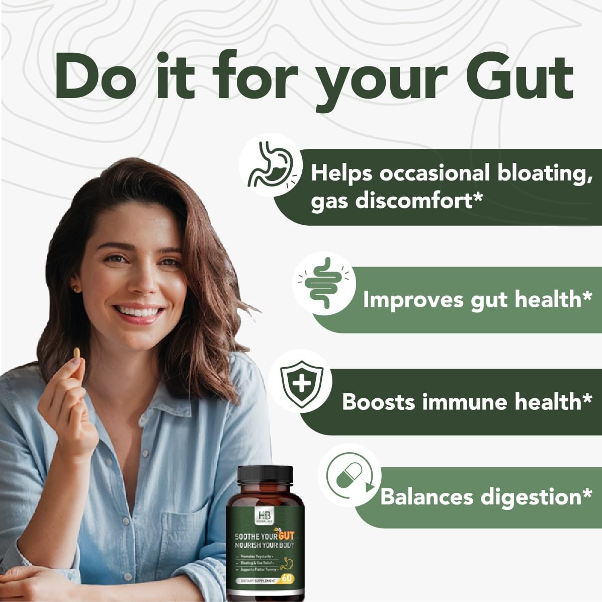 Rigma Herbal BEE Gut Health Capsules - Relief for Gas, Bloating, Constipation - Cleanse and Restore Digestion for Regularity, 60 Count