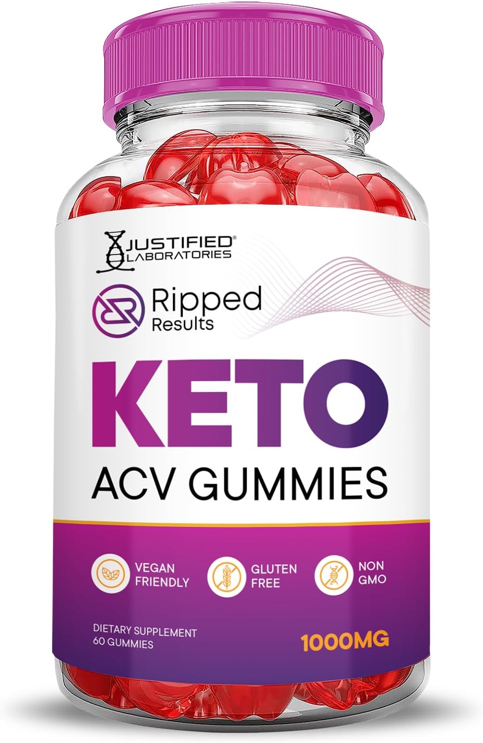 Ripped Results Keto ACV Gummies - Advanced Formula with Pomegranate & B12 - 1000MG Vegan Non GMO - 60 Gummys