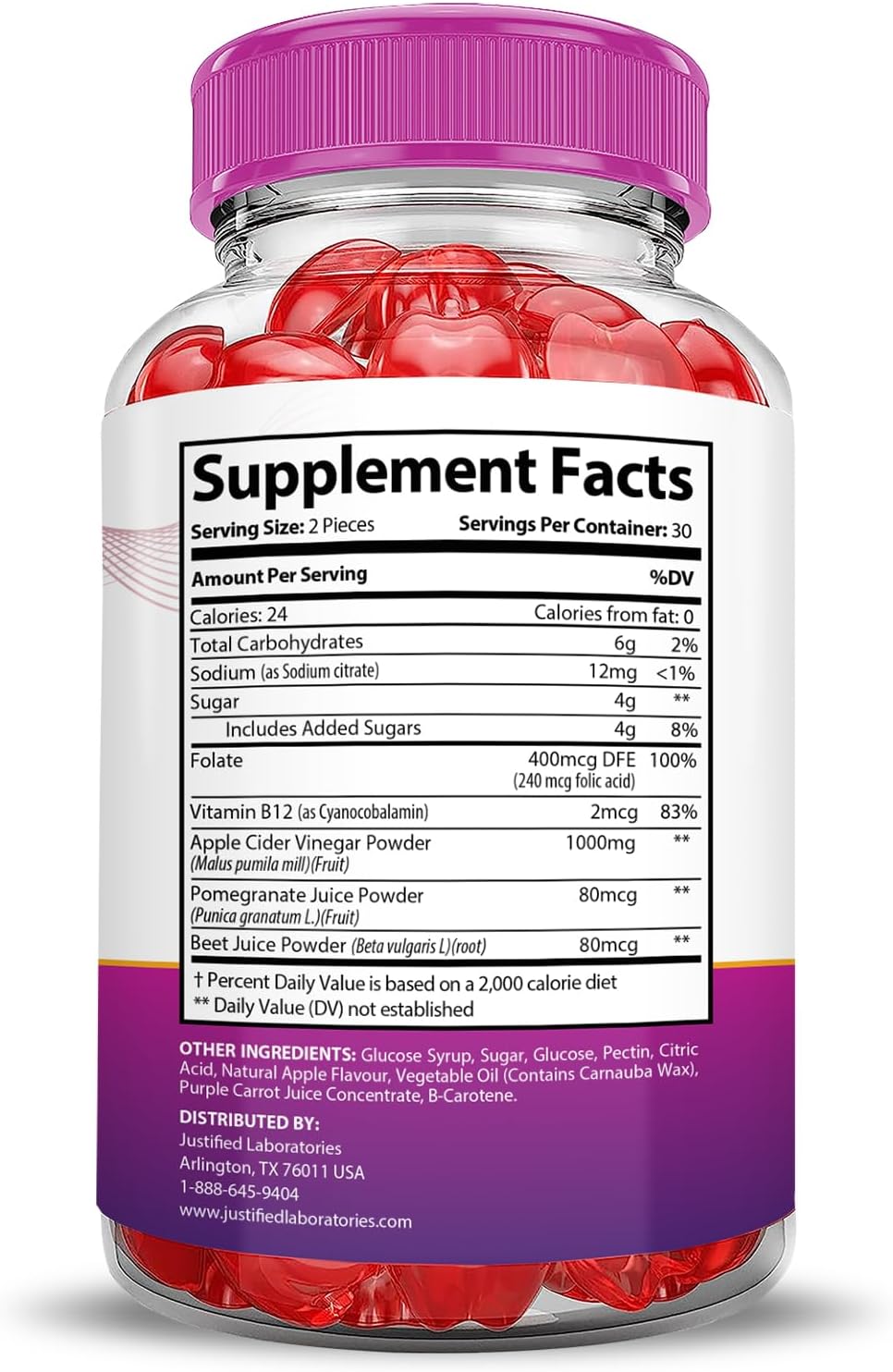 Ripped Results Keto ACV Gummies - Advanced Formula with Pomegranate & B12 - 1000MG Vegan Non GMO - 60 Gummys