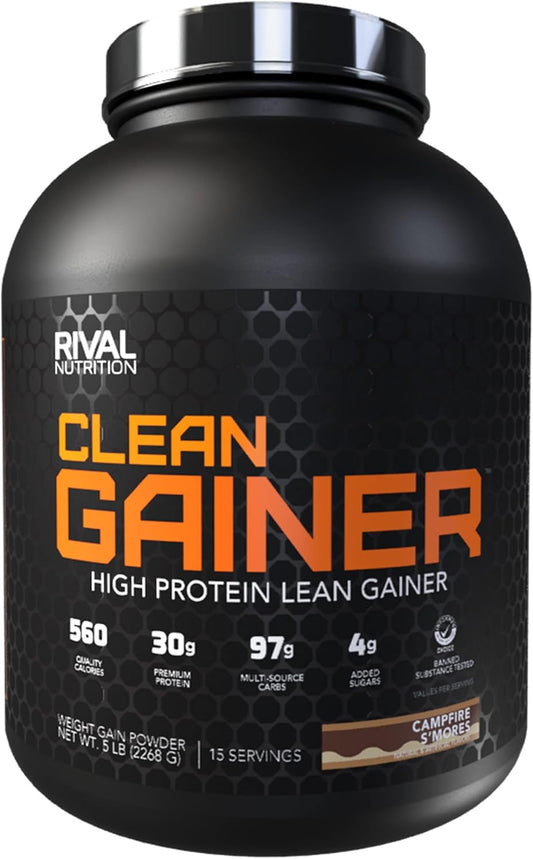 Rival Nutrition Campfire S'Mores Clean Gainer - 5lbs Jar for Lean Muscle Growth and Recovery
