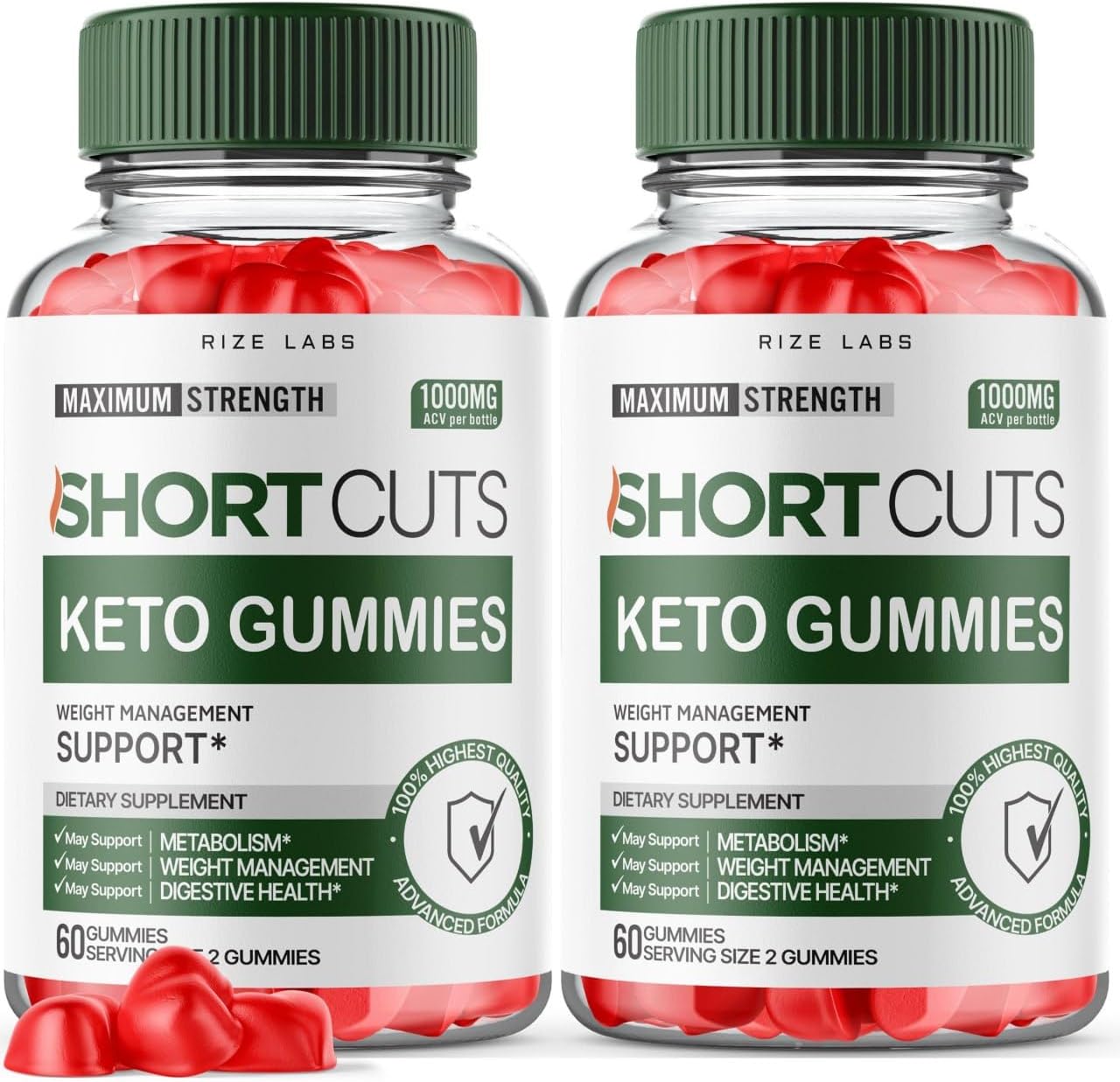 Rize Labs 2 Pack Keto Gummies for Advanced Slimming Formula and Energy - ACV Supplement with Metabolism Support - 120 Gummies