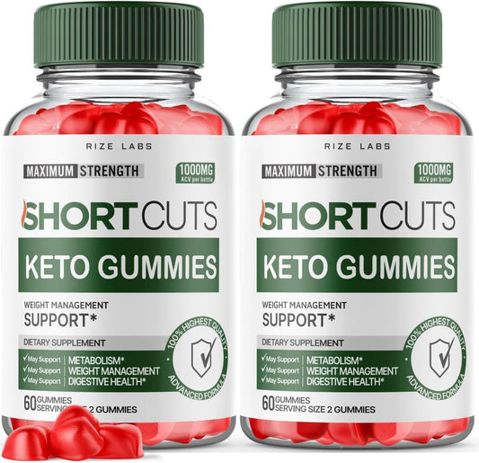 Rize Labs 2 Pack Keto Gummies for Advanced Slimming Formula and Energy - ACV Supplement with Metabolism Support - 120 Gummies