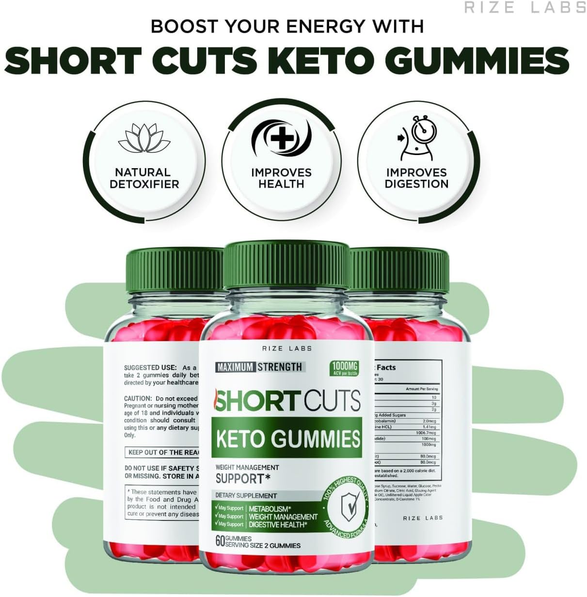 Rize Labs 2 Pack Keto Gummies for Advanced Slimming Formula and Energy - ACV Supplement with Metabolism Support - 120 Gummies