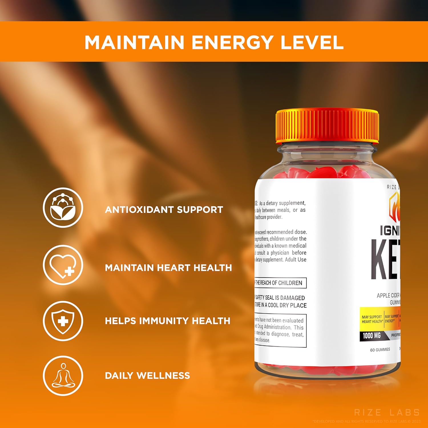 Rize Labs Ignite Keto ACV Gummies - Pack of 3 for Advanced Weight Loss - 180 Gummies