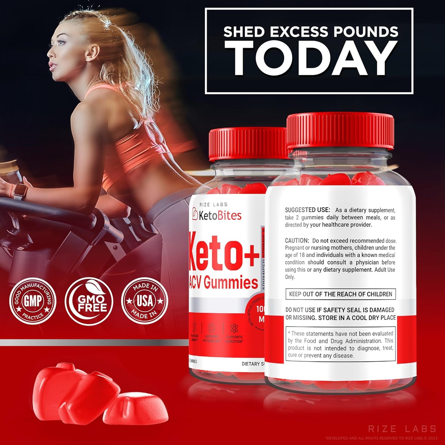 Rize Labs KetoBites: Apple Cider Vinegar Gummies for Slimming Formula - Official Reviews - 60 Gummies