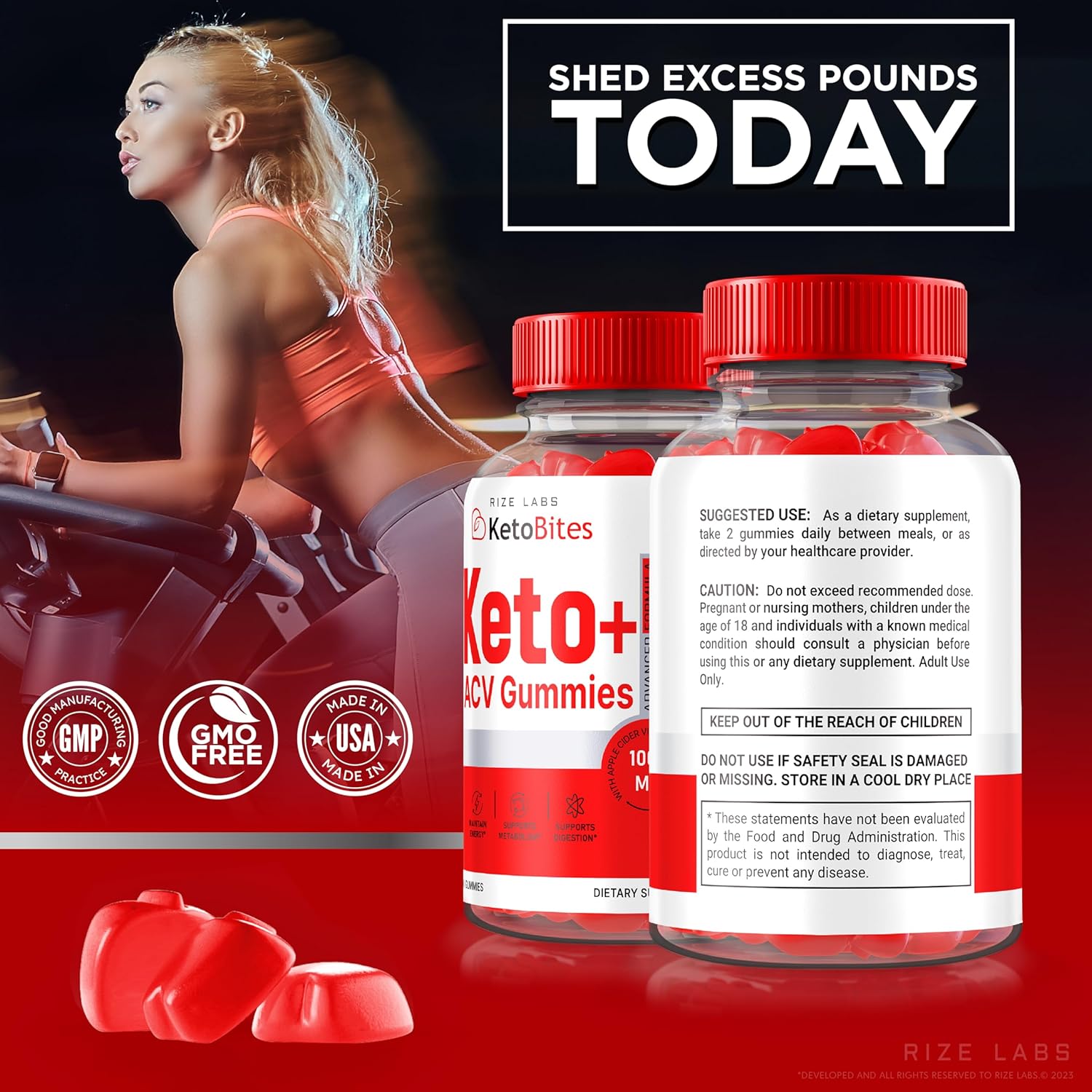 Rize Labs KetoBites: Apple Cider Vinegar Gummies for Slimming Formula - Official Reviews - 60 Gummies